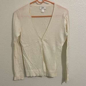LOFT Ivory Button-Up Cardigan
